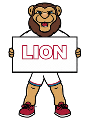 Gif of Iggy holding a sign that says Lion Pride